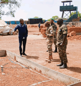 Faure Gnassingbé meets with troops during a security assessment in northern Togo