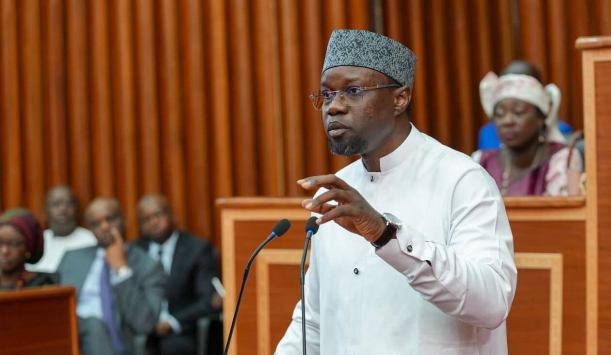 Prime Minister Ousmane Sonko addressing the National Assembly