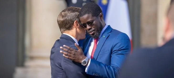 Senegal's President Bassirou Diomaye Faye and France's President Emmanuel Macron in a bilateral meeting