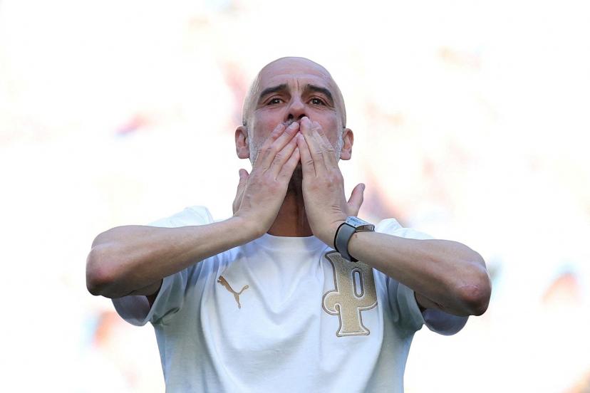 Pep Guardiola showing visible emotion during his final match as Manchester City manager
