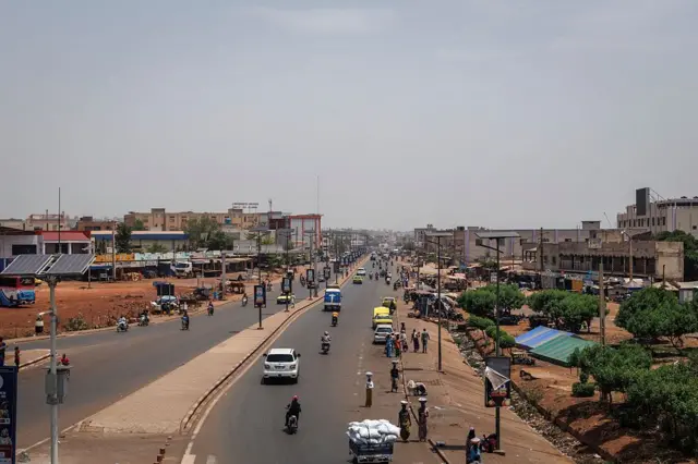 General view of traffic on a main road in Bamako on April 26, 2026.