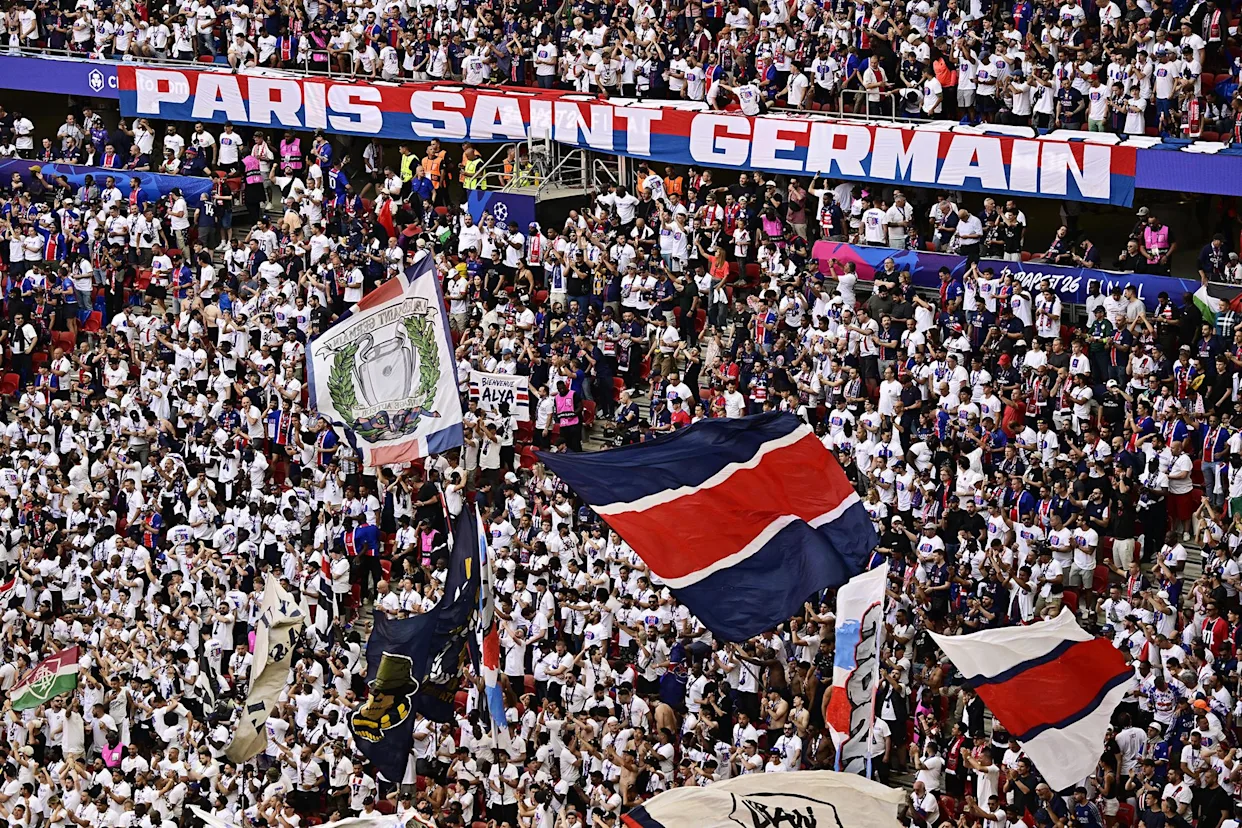 Paris Saint-Germain players celebrating before the Champions League final