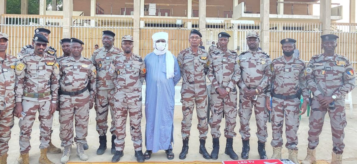 Chadian police officers patrolling N'Djamena