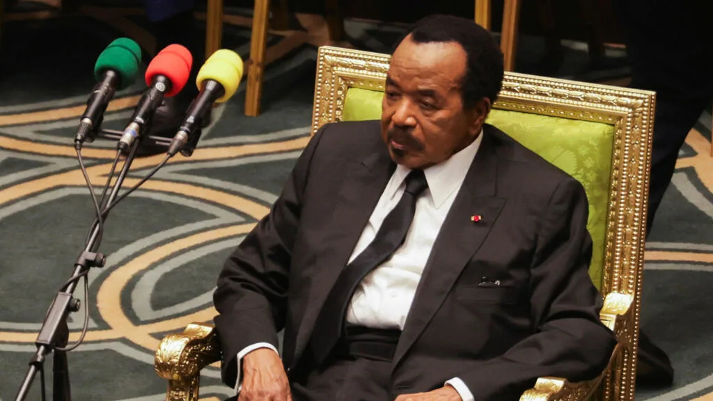 Paul Biya seated during a 2023 ceremony