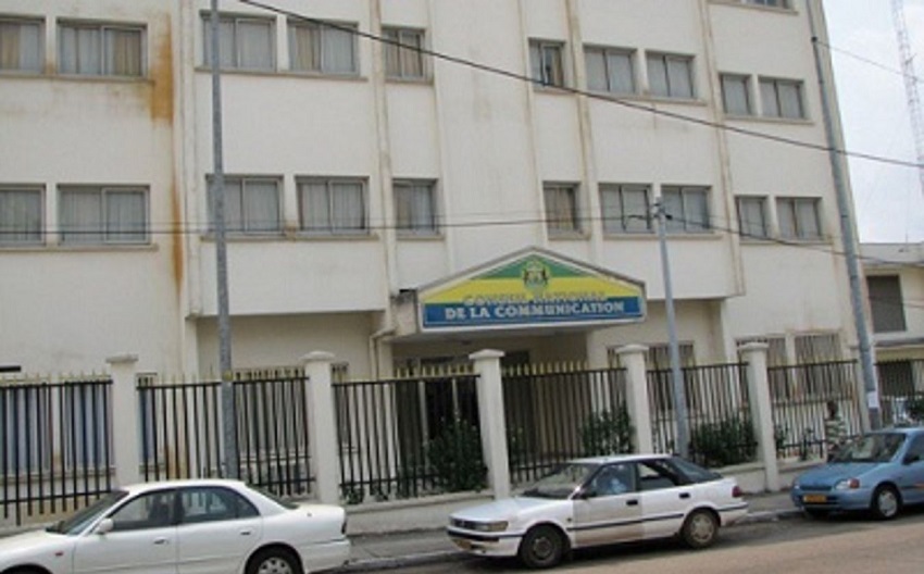 damaged office of Gabon’s media regulator