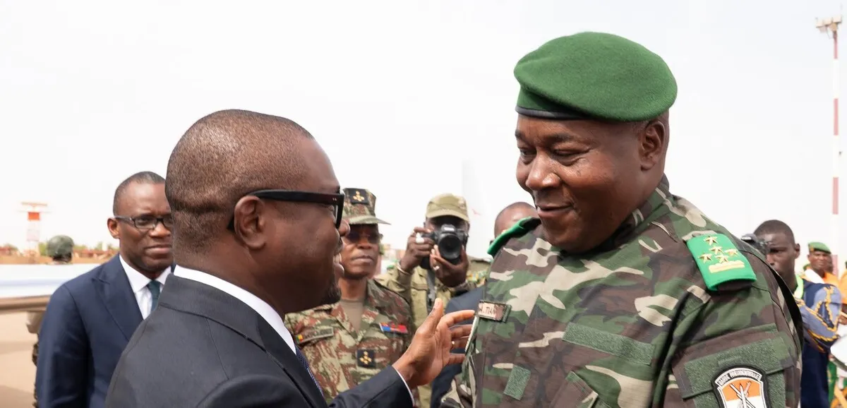 Niger flags along the Benin border