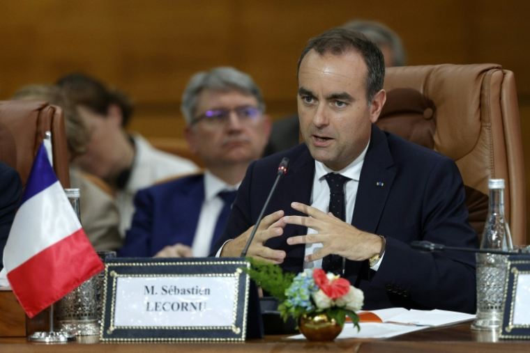 French Prime Minister Sébastien Lecornu delivers opening remarks at a plenary session with Moroccan ministers