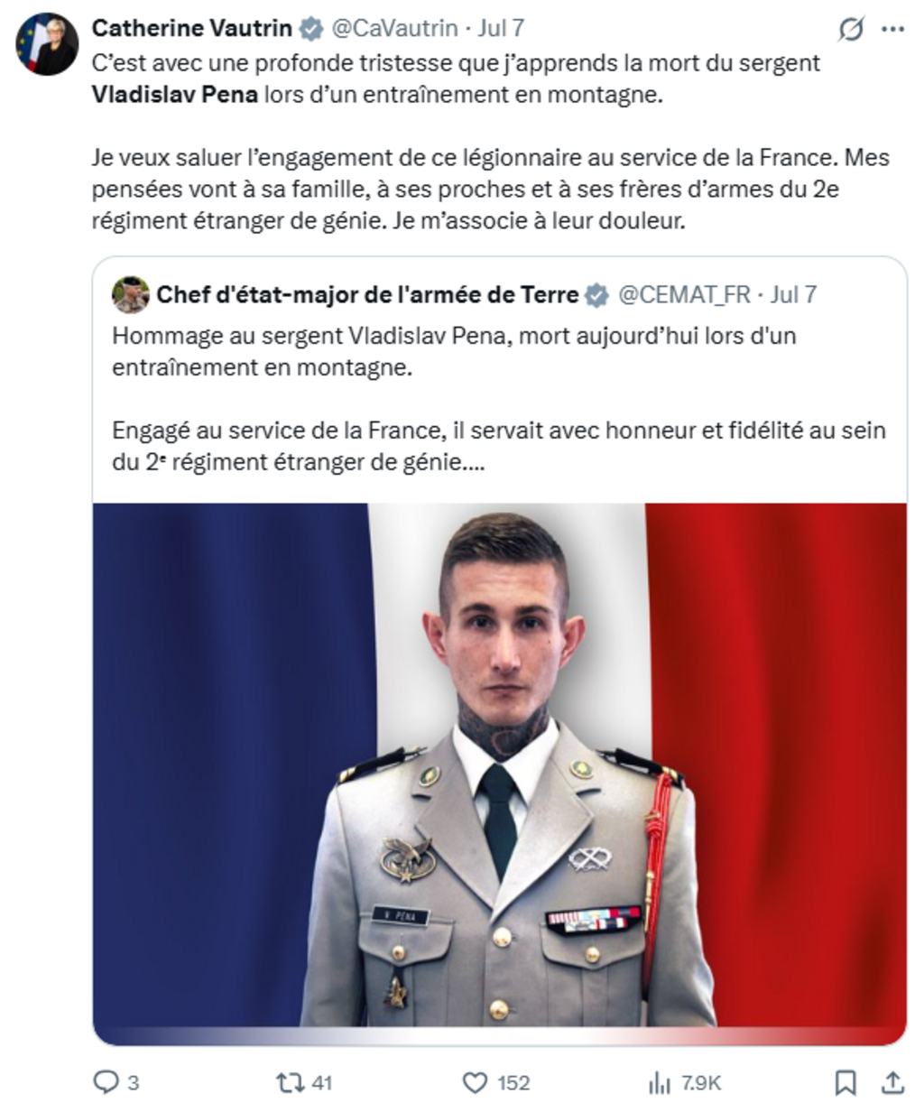 Official images released by the French military following Sergeant Pena’s death.