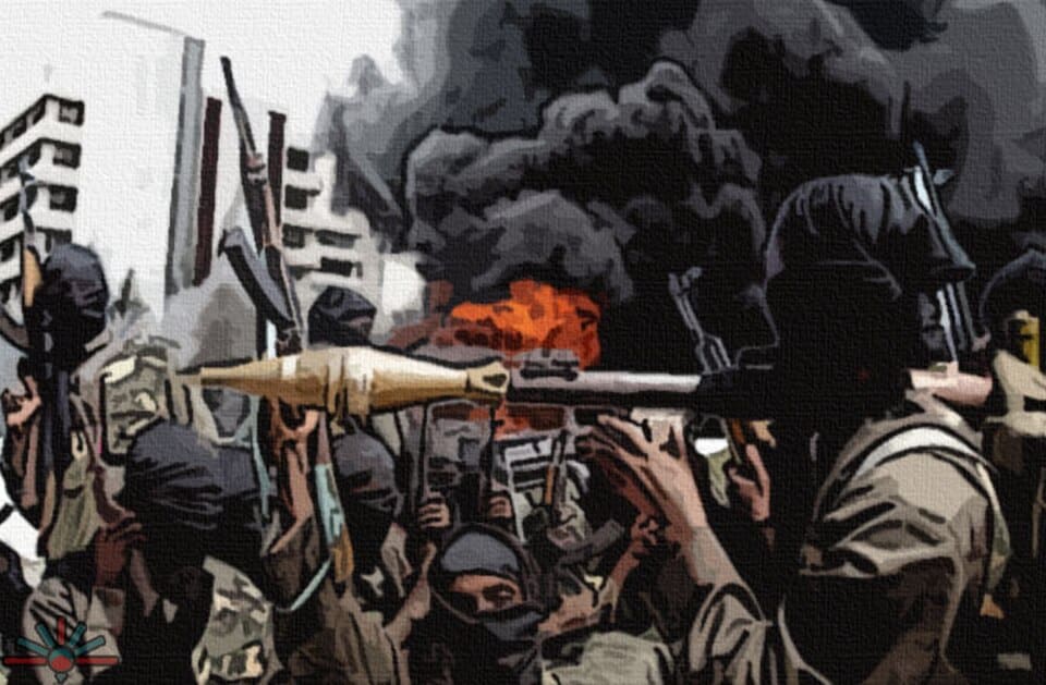 Boko Haram fighters in a dense forest area