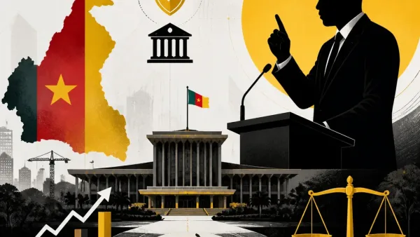 Editorial illustration for Cameroon government response to Paul Biya absence