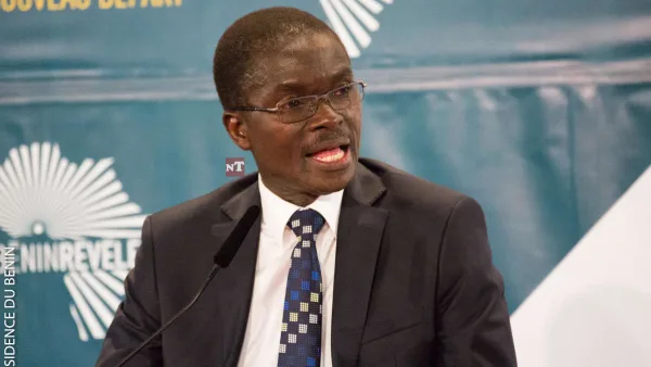 Former Bénin minister Lazare Maurice Sehouéto speaking at a governance forum