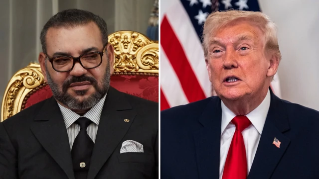 King Mohammed VI of Morocco and former U.S. President Donald Trump