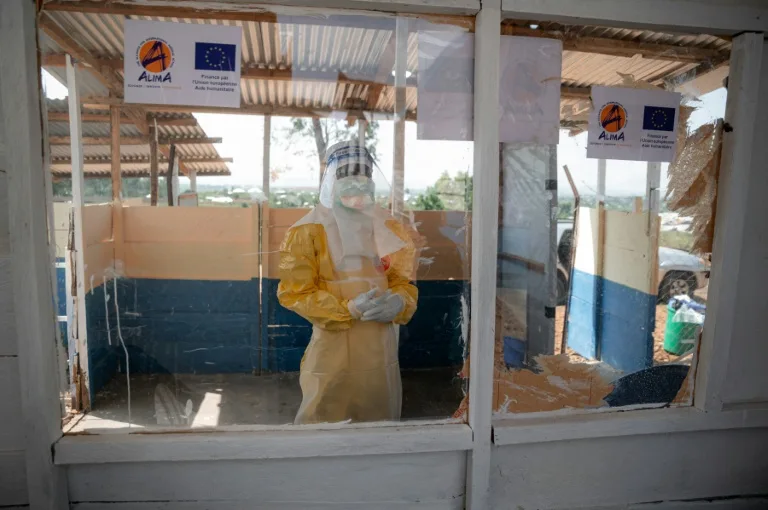 Health worker in protective gear during Ebola response