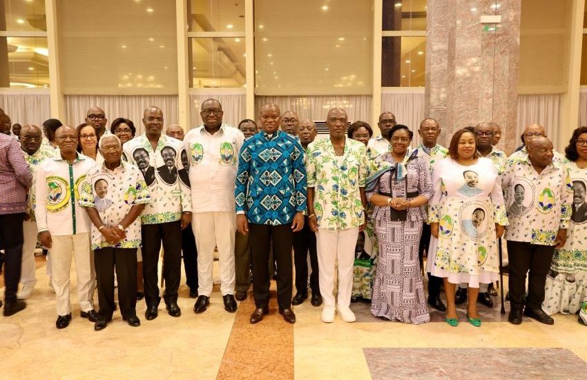 Leaders of Gabon's PDG party gathered at the Presidential Palace